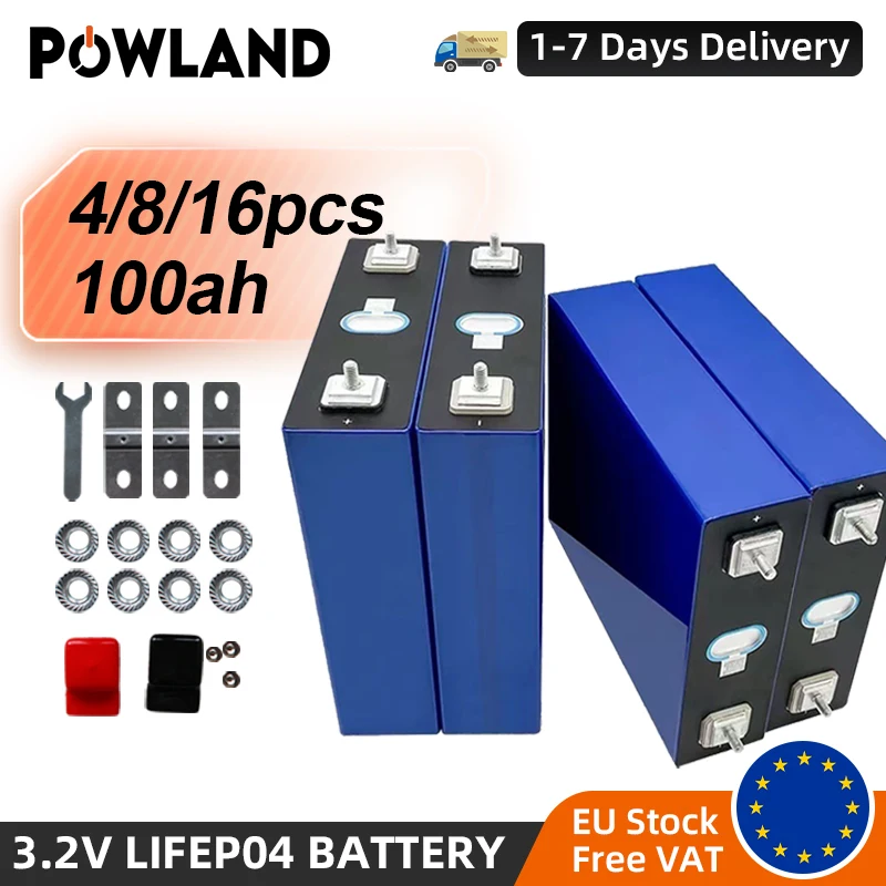 بطاريات POWLAND epo4 القابلة لإعادة الشحن 100AH دورات lifour V ، 12V 24V 48V RV EV قارب جولف عربة الخلية ، الاتحاد الأوروبي ، العلامة التجارية الجديدة ، الاتحاد الأوروبي #1