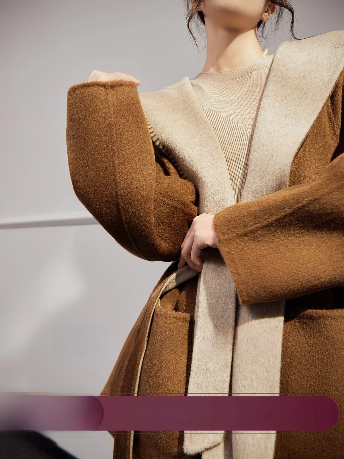 

Uncle Women's Brown Double-Faced Woolen Coat Autumn 2025 Briti Sle High-End Feeling Faionable Outerwear