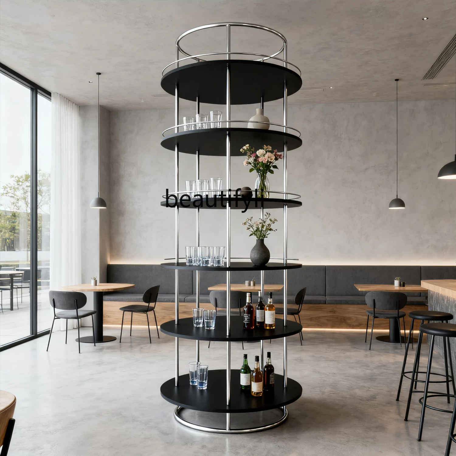 

Creative Beverage Display Rack Nordic Round Floor-standing Product Display Rack Home Storage Decorative Rack