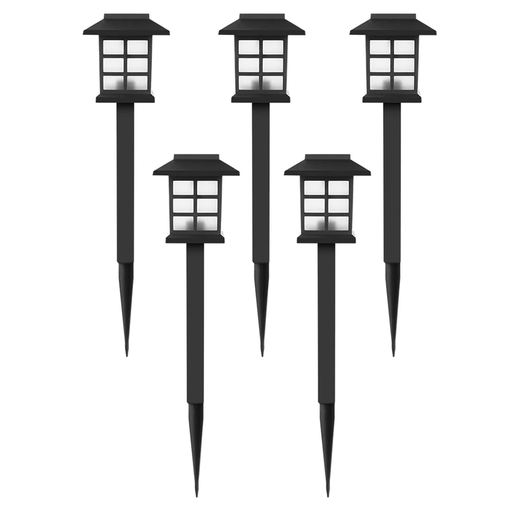 

5Pcs Small Palace Lantern Solar Stake Lights House Shaped LED Lawn L scape Decorative Outdoor Garden Pathway Yard