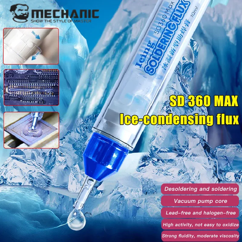 MECHANIC Icing SD360 Max 10cc No-Clean Transparent Solder Paste Welding Advanced Oil Flux For PCB SMD BGA SMT Soldering Repair