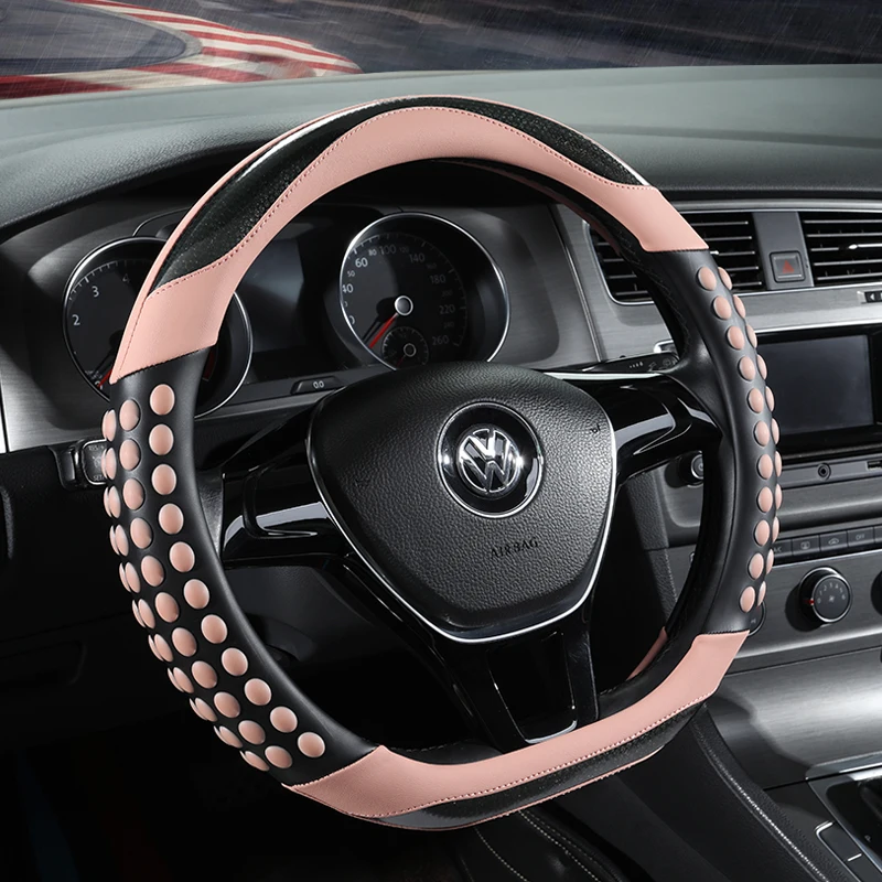 D Shape Car Steering Wheel Cover For VW Jetta 6 2017-2019 Golf 7 Scirocco Bettle 2012-2019 Tiguan 2019 2020 Auto Accesorioss