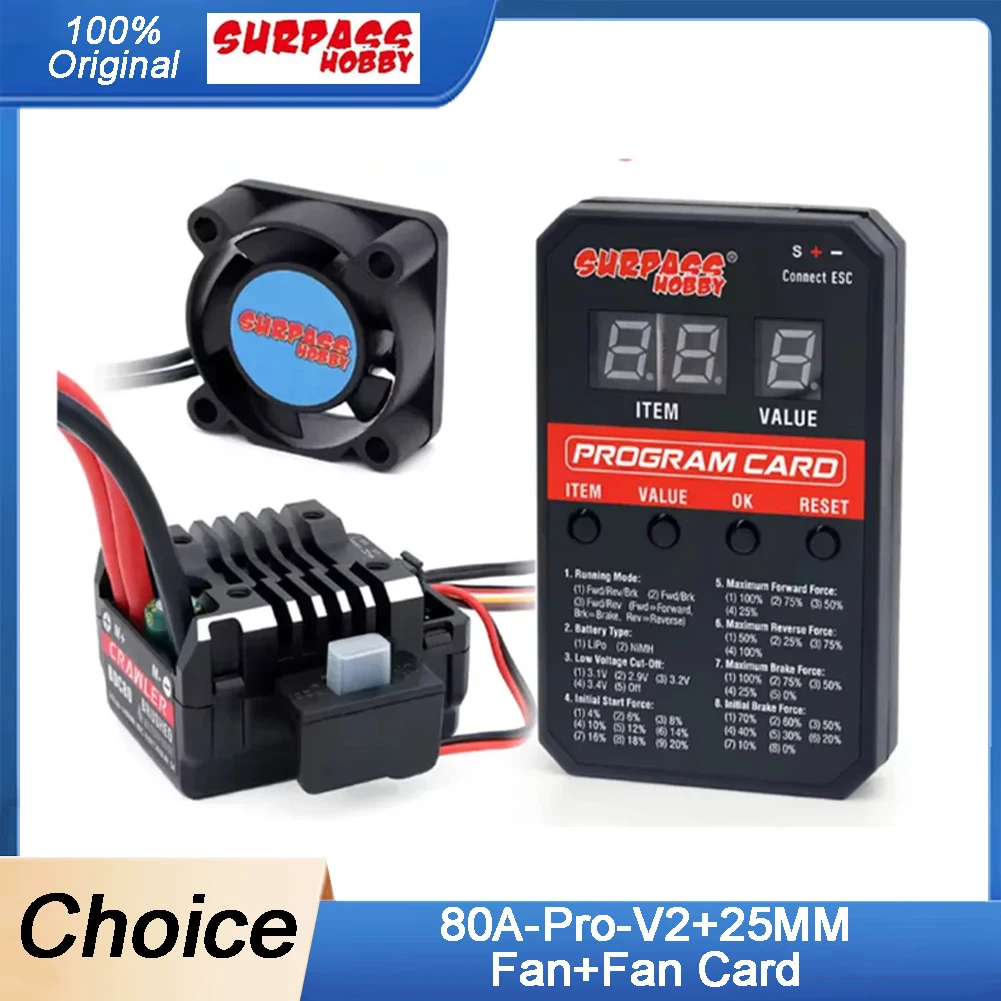SURPASS HOBBY Новый 80A Pro V2 Матовый ESC Встроенный BEC 6,0 В/7,4 В/8,4 В Водонепроницаемая карта программирования вентилятора для 1/10 Гусеничного матового автомобиля