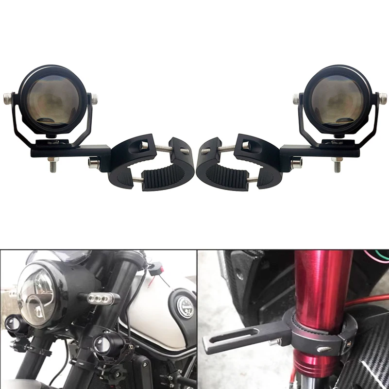 Motorcycle LED Auxiliary Light Fog Driving Lamp High & Low Beam Projector LED Headlight Spotlight with Spotlight Mount Bracket .