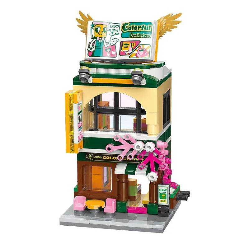 keeppley building block colorful street scene series second season assembled house toy collection hand-made birthday gift