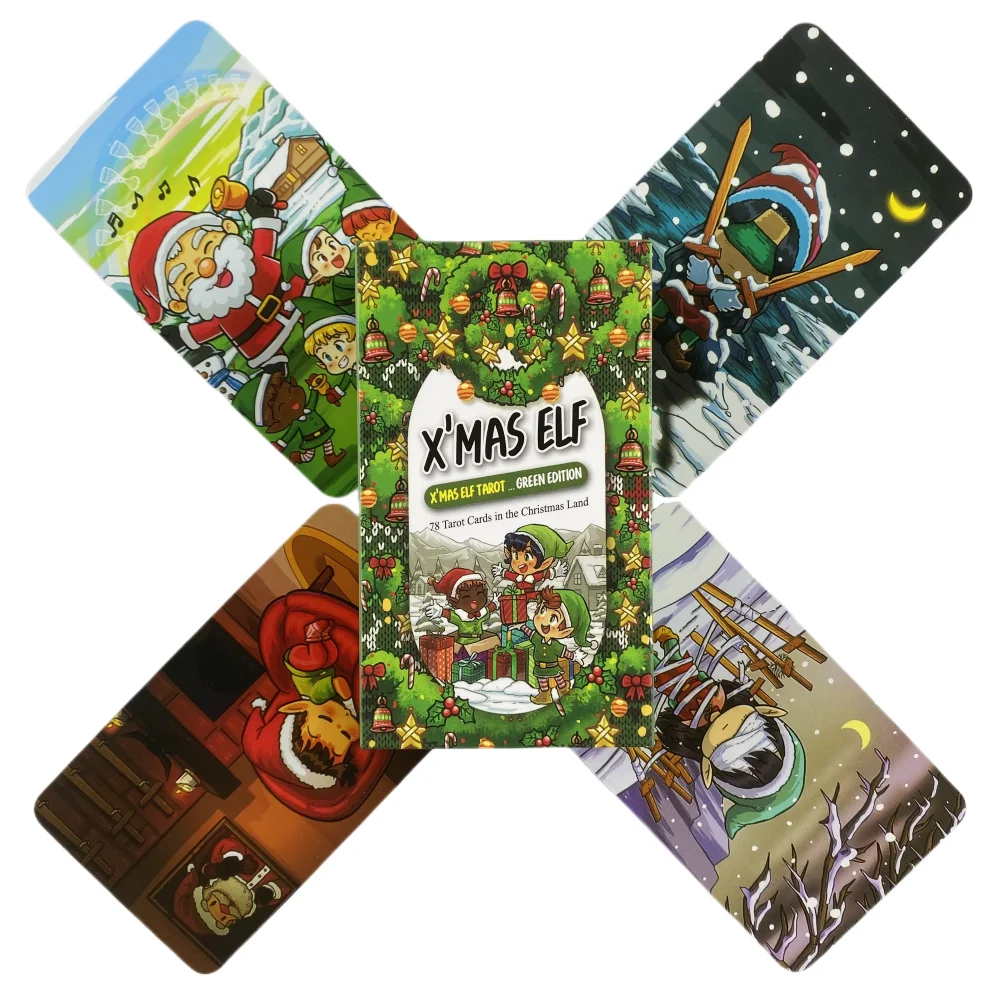 X'mas Elf Tarot Cards Christmas Green A 78 Deck Oracle English Visions Divination Edition Borad Playing Games