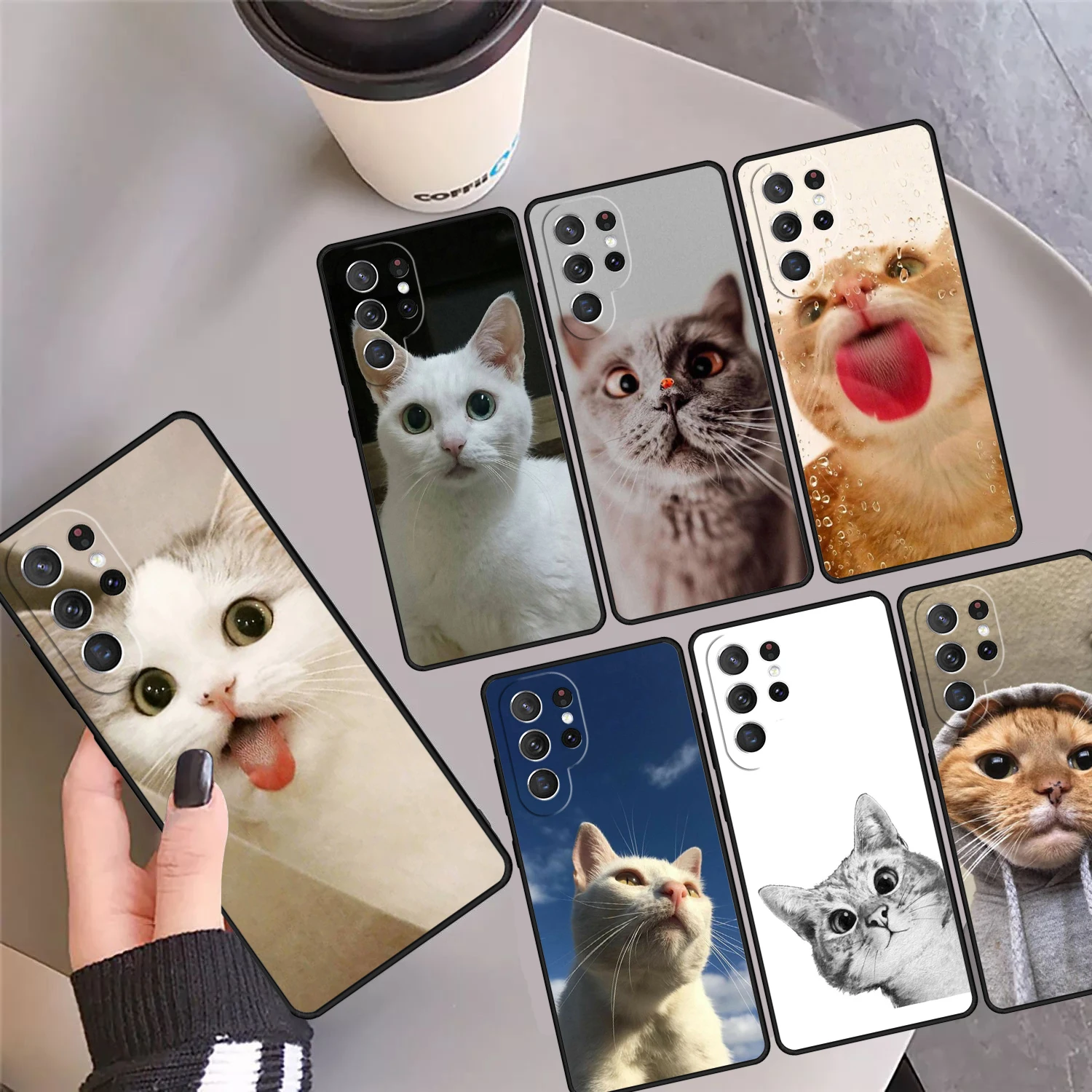 Lovely pet Cute animal cat Phone Case Cover For Samsung Galaxy S24 Ultra 23 S22 Plus S21 FE S20 S8 S9 S10 Note 10 Pro Note 20