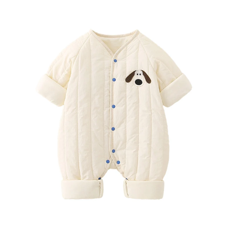 귀여운 아기 남자아이 만화 강아지 점프수트 코트 신생아 면 안감 원지 하이웨이스트 긴 바지 96% 면 함유