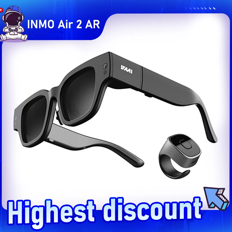 INMO Air 2 Wireless AR Smart Glasses - Time Chinese/English Translation Micro OLED for Travel/Business (Android/iOS Compatible)
