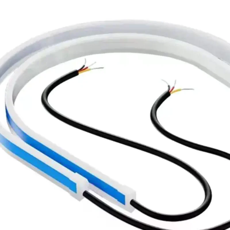 New 2Pcs 30cm Car DRL Flexible Waterproof Headlight LED Strip Universal Auto Headlights Turn Signal Yellow Brake Flow Lights