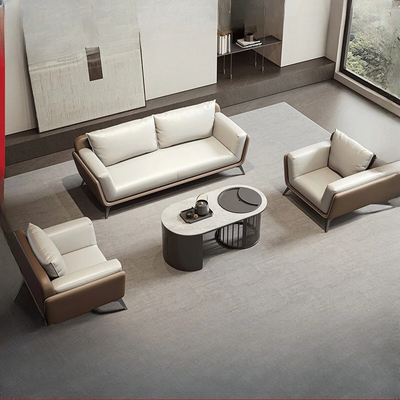 

Boss office sofa tea integrated table coffee table combination reception room negotiation simple and modern