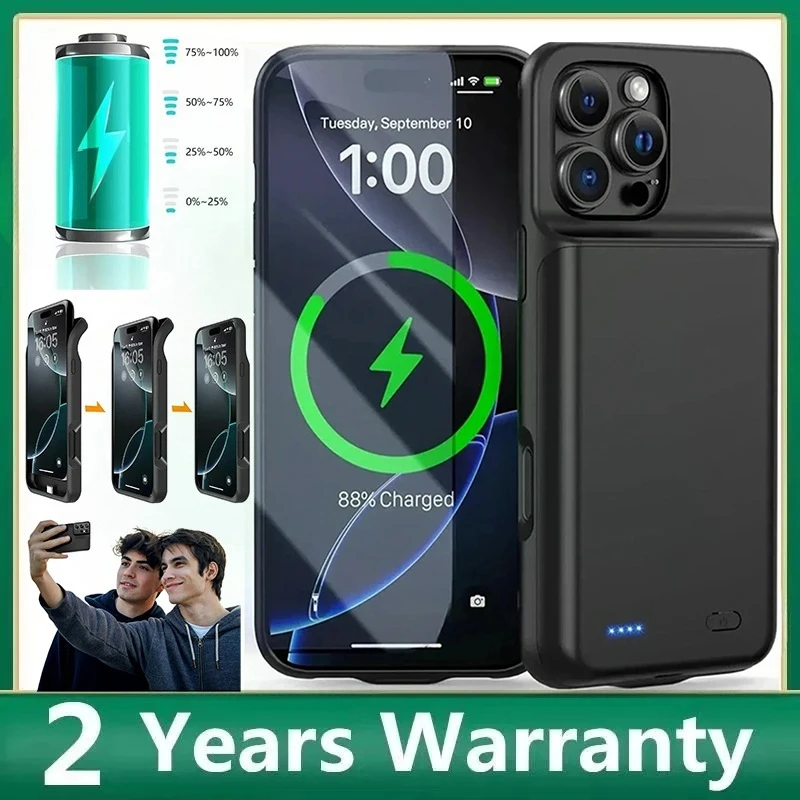 

Портативный смарт-чехол-аккумулятор 10000 мАч для iPhone 17 Air, 12, 13 Mini, 14, 15 Pro Max, 16E, 16 Plus, 11, 6, 6S, 7, 8 – внешний аккумулятор для телефона