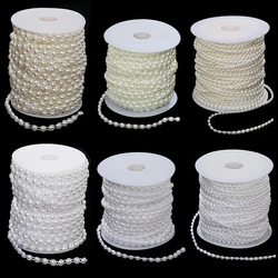 2M 5M Artificial Pearls Beads Chain Jewelry Making Beads Half-round Abs Cotton Line Chain Natural Craft DIY Wedding Decoration