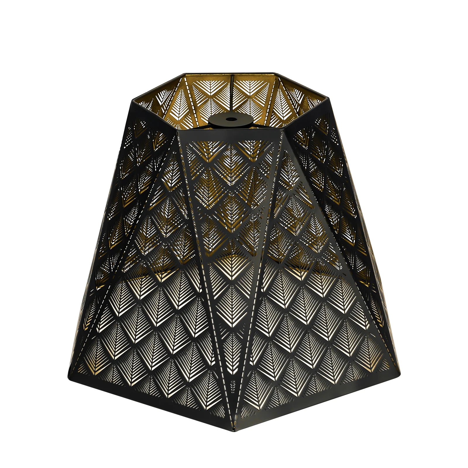 

1pc 7×13.8×9.5" hexagonal iron triangle arrow style metal lampshade table lamp floor lamp study living room black gold