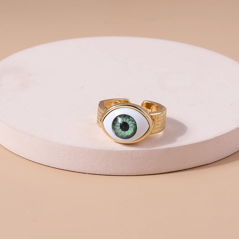 Obega Vintage Simple Evil Eye Rings For Women Gothic Gold Color Lucky Turkish Blue One Eyed Finger Ring  Jewelry Gifts