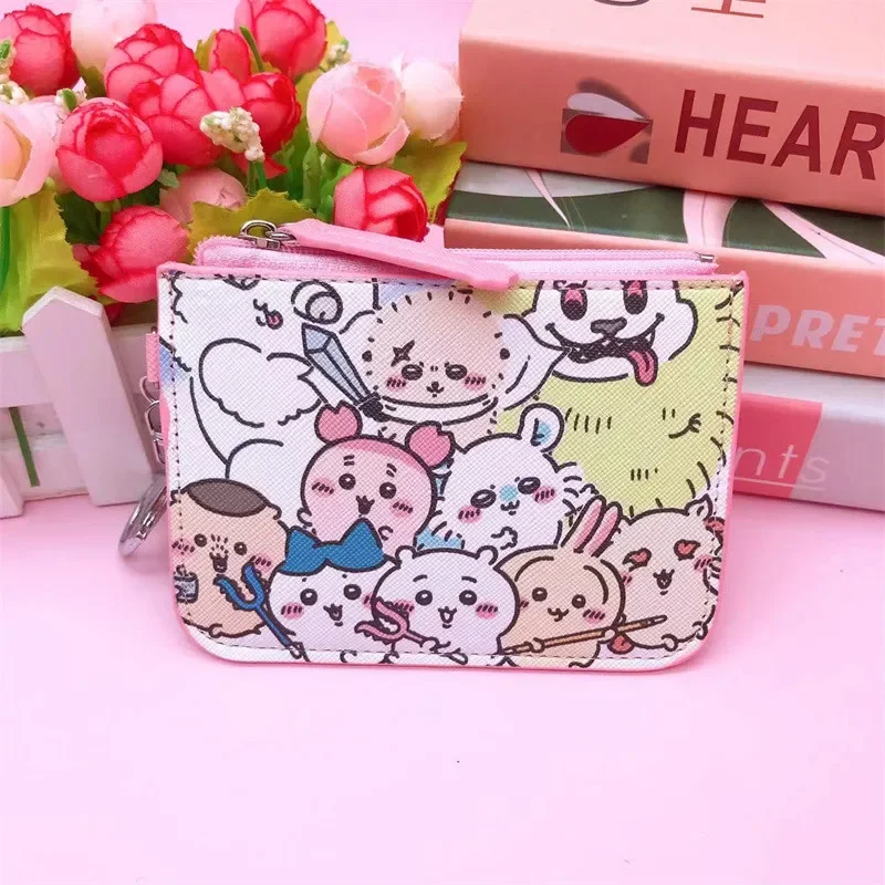 Woman Purse Schoolgirl Cartoon ハチワレ ちいかわ  Cute Printed Large Capacity Card Change Storage with Key Chain Zipper PU Coin Purse