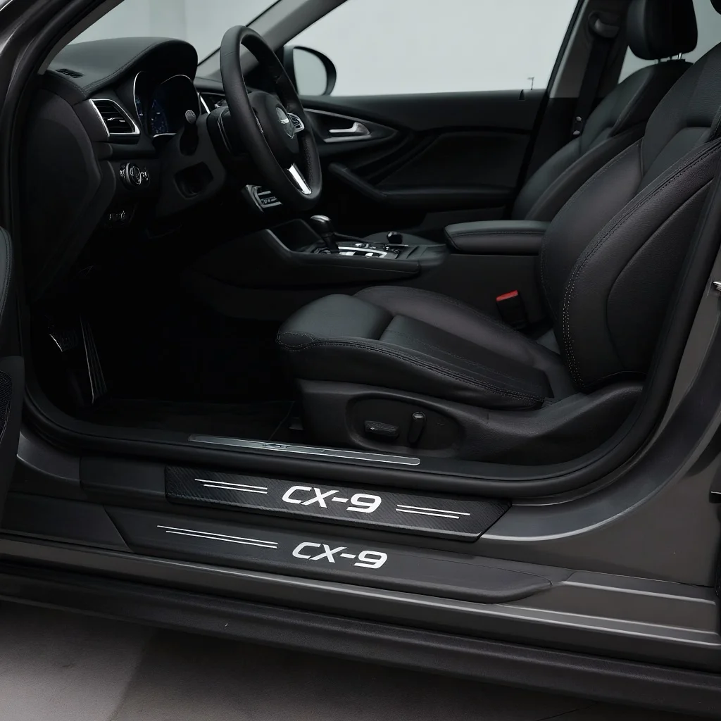 

For Mazda CX-9 CX9 Logo Auto Sill Bumper Strips Decoration Car Door Threshold Protective Stickers Rear Trunk Anti Scratch Decals