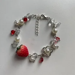 strawberry Charm Bracelet Handmade Y2K