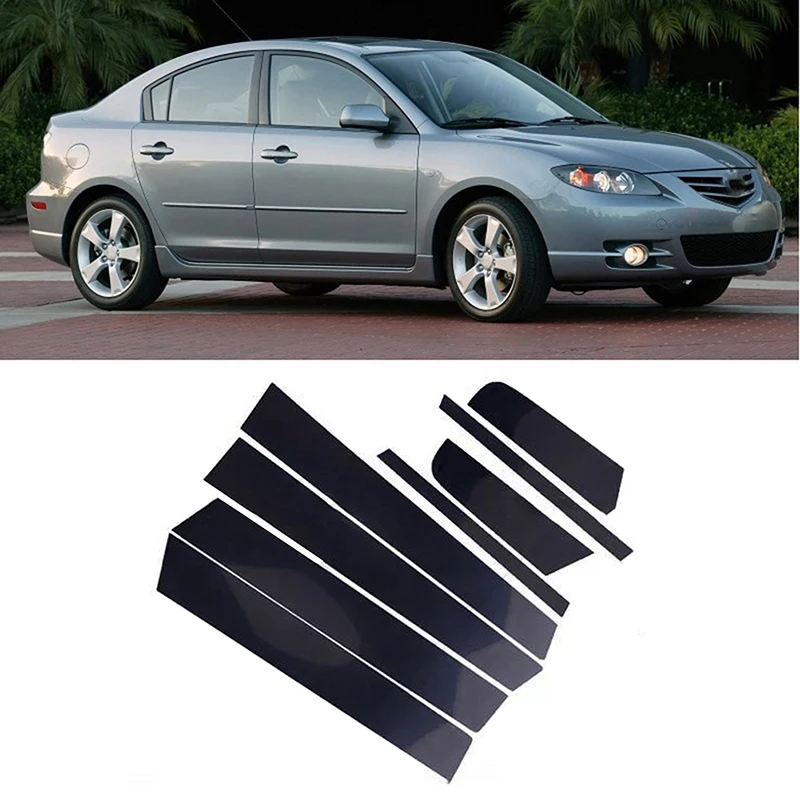 Fit For Mazda 3 Axela 2006 2007 2008 2009 2010 2011 2012 Door Window Pillar Posts Trim Cover Sticker Glossy Black Sticker