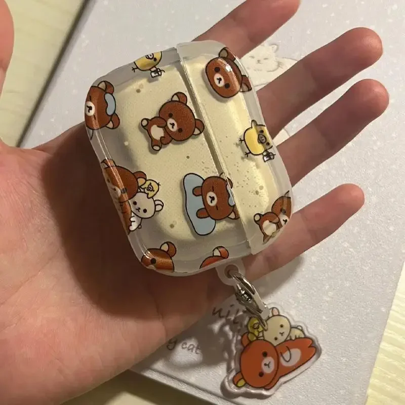 Nuovo Kawaii Cute Rilakkuma Airpods1/2Pro custodia protettiva per auricolari, Cute Soft Shell Anti Drop Cartoon Ins regalo di natale per ragazze