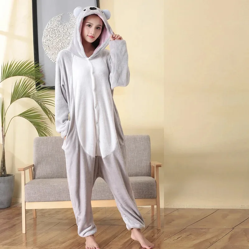ตลก Koala Kigurumi ชุดนอน Onesies สําหรับผู้ใหญ่สัตว์การ์ตูนชุดนอนชุดนอนผู้หญิงผู้ชาย One- Piece COSPLAY เครื่องแต่งกาย Bodysuit