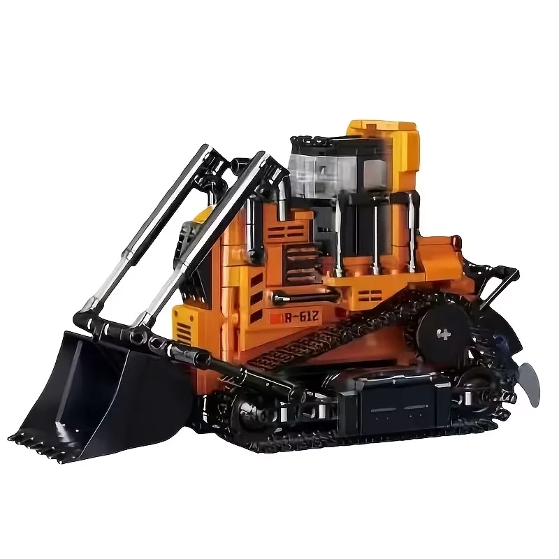 Large Tracked Heavy-Duty Bulldozer Construction Set, Large Agricultural Vehicle Building Blocks/Comes with Movable Tracks, Steering Wheel, and Bucket Loader – Heavy-Duty Vehicles and Model Kits, Suitable for Display, Birthday/Christmas Gifts
