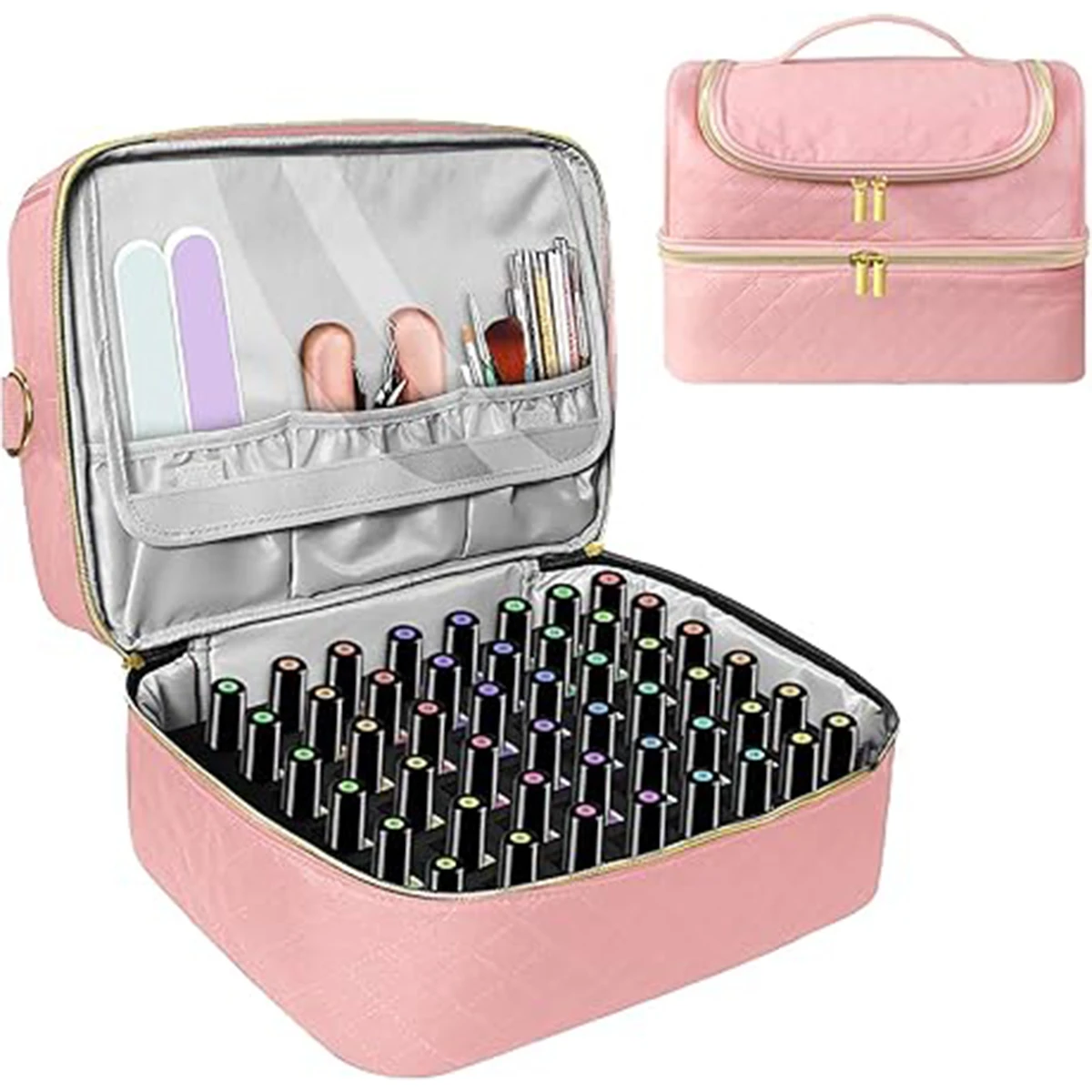 Double-layer Storage Box, Nail Tool Bag Can Store 60 Bottles Of Nail Polish And 1 Nail Lamp Suitcase, Nail Supplies Box