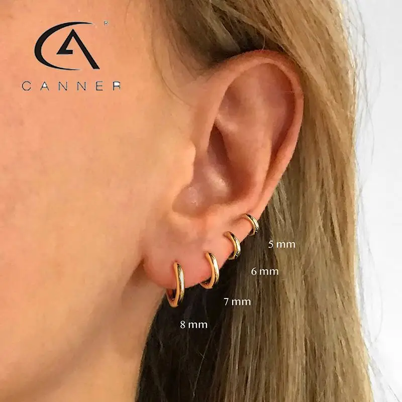 CANNER 925 Sterling Silver Earrings For Women Minimalist Small Hoop Earrings Ear Bone Tiny Ear Nose Ring Girl aretes Ear Hoops