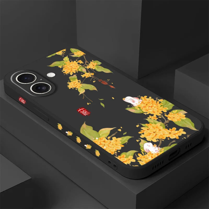 

Osmanthus Rabbit Phone Case For iPhone 16 16e 15 14 13 12 11 X XR XS Plus Pro Max Mini Silicone Cover