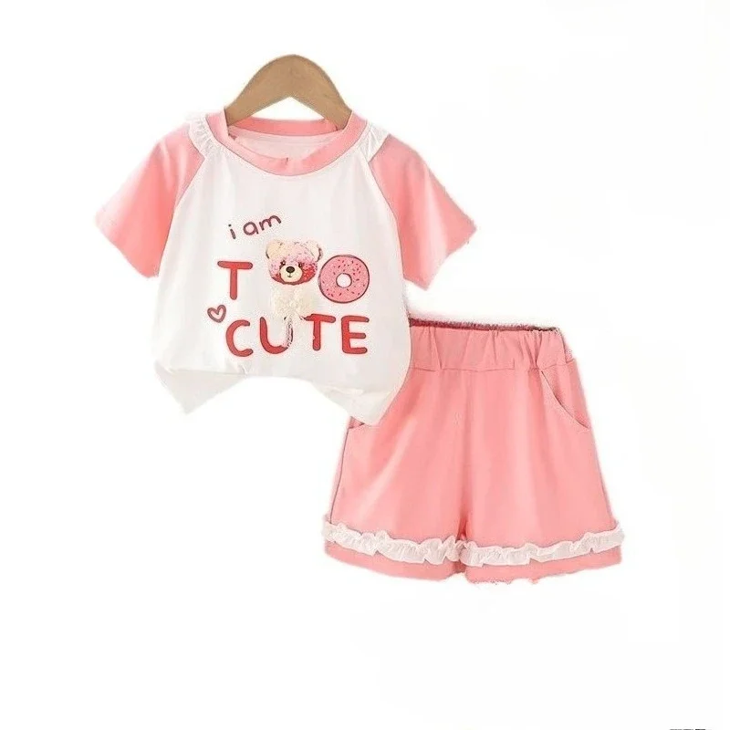 New Summer Baby Clothes Suit Children Girls Cute T-Shirt Shorts 2Pcs/Sets Kids Boys Clothing Set Infant Casual Cartoon Costume
