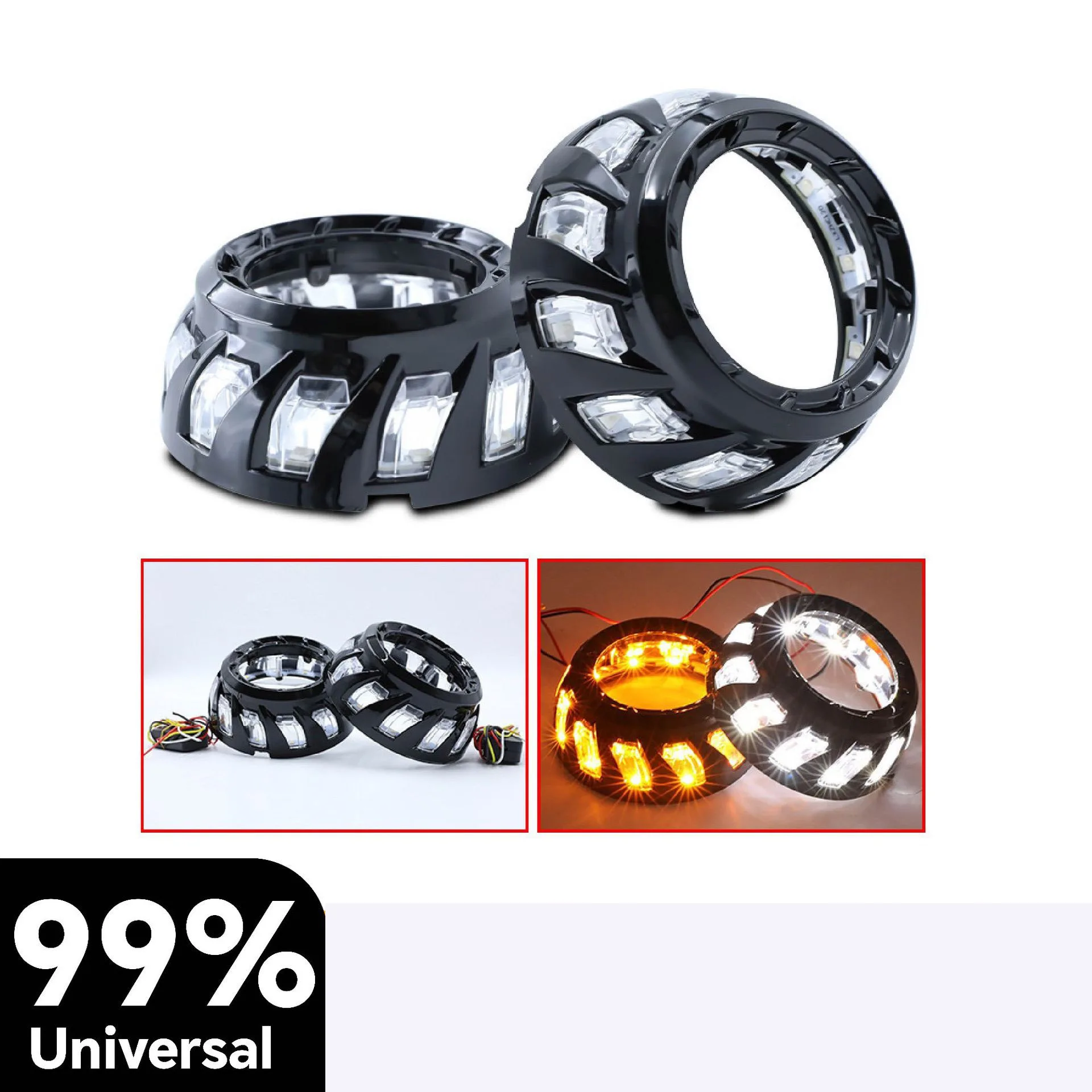 

3.0 Inch Car Headlight Decoration Cover for Bi HID LED Projector Lens CH51 Spiral Integrated Cover Multicolor