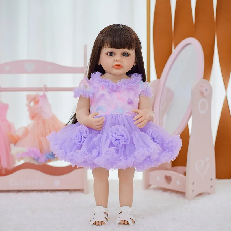 22-Inch Handmade High-Quality Soft Vinyl Silicone Rebirth DollQ22 Comforting Early Education Doll 3D Painted Realistic Baby Doll