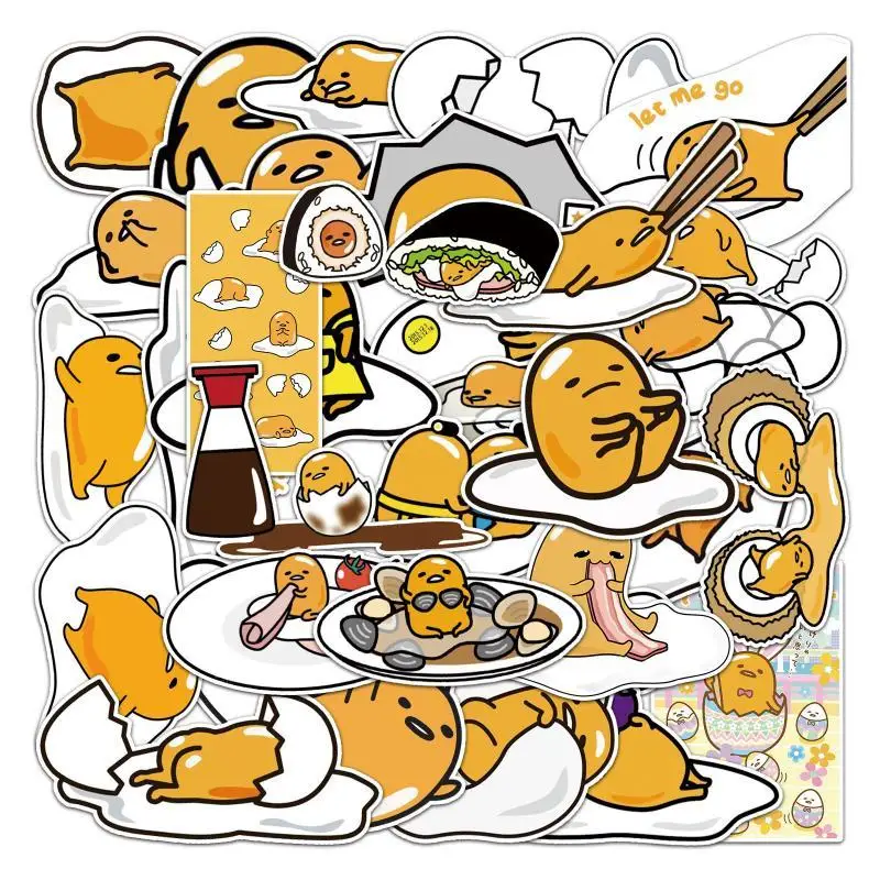 50 Sheets Kawaii Sanrio Gudetama Graffiti Stickers Cartoon Luggage Cups Waterproof Sticker Children Birthday Theme Creative Gift