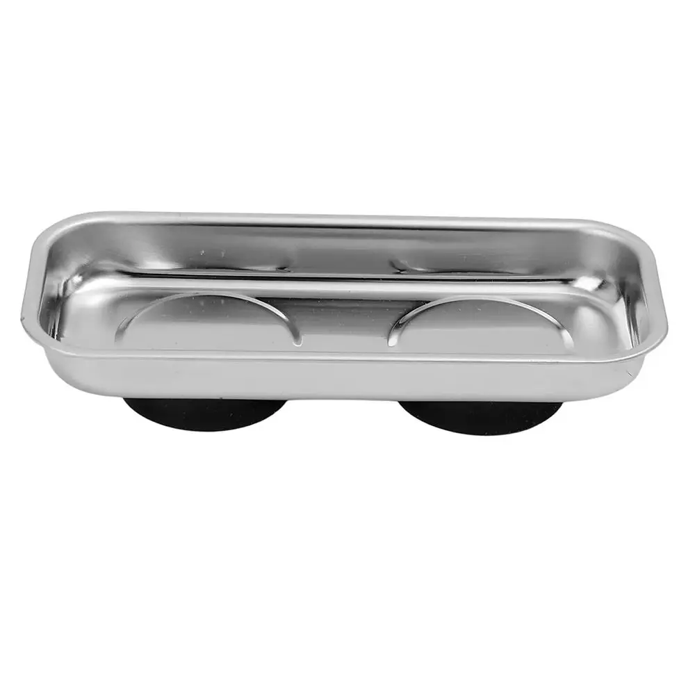 1Pcs Round Square Magnetic Parts Tray Silver Multifunctional Tool Organizer Magnet Stainless Steel Parts Bowl