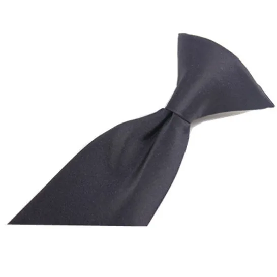 

Черный галстук из полиэстера с кнопкой, деловой, легко надеваемый, однотонный, оптом, с железной пряжкой