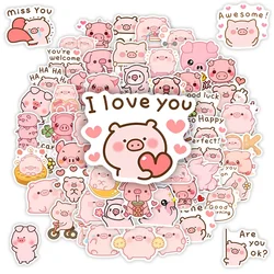 Kawaii Cartoon Pink Pig Stickers Funny DIY Gift Kids Toy Decal for Laptop Phone Scrapbook Luggage Decorative Bottles Waterproof