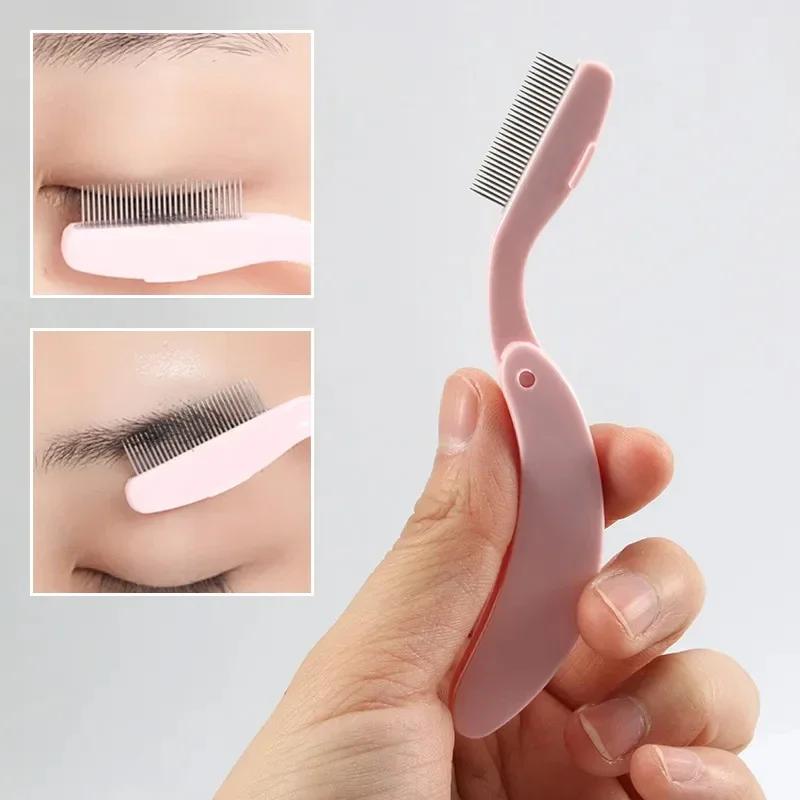 Peigne bigoudi de cils pliant portable, séparateur de cils, mascara, lifting, boucle, brosse en métal, mini EyebloggComb, outil de maquillage, 1PC