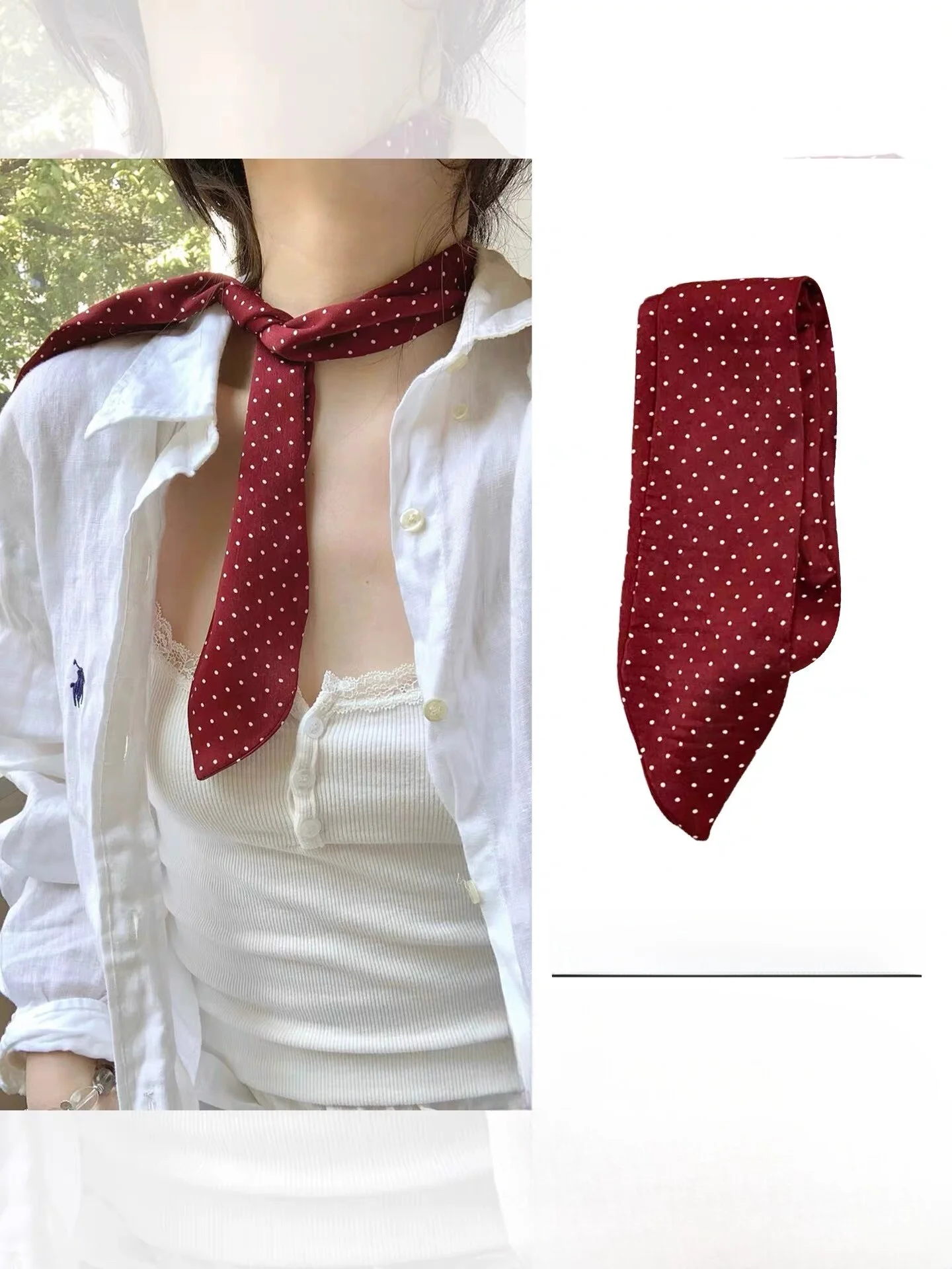 lenco-de-seda-coreano-atraente-vermelho-com-bolinhas-para-mulheres-lenco-retangular-longo-versatil-e-elegante-acessorio-de-verao