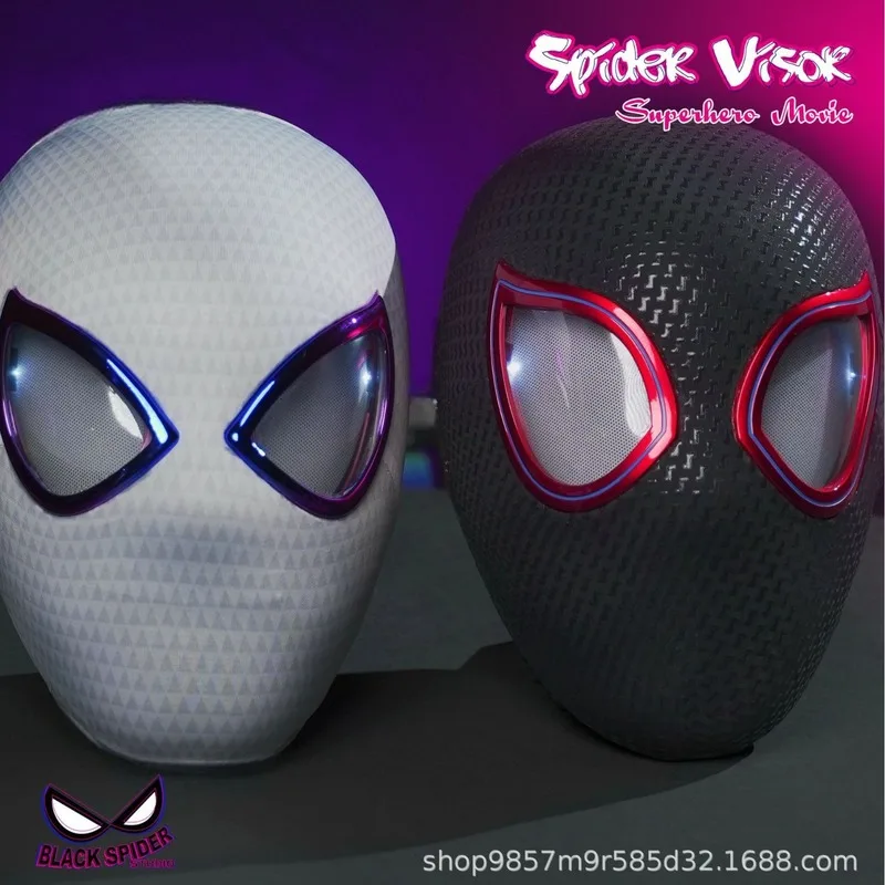 Amazing Spider Man Headset Miles Mask Gwen Eyes Blink Electric Remote Control Halloween Mask Marvel Birthday Movie Peripherals