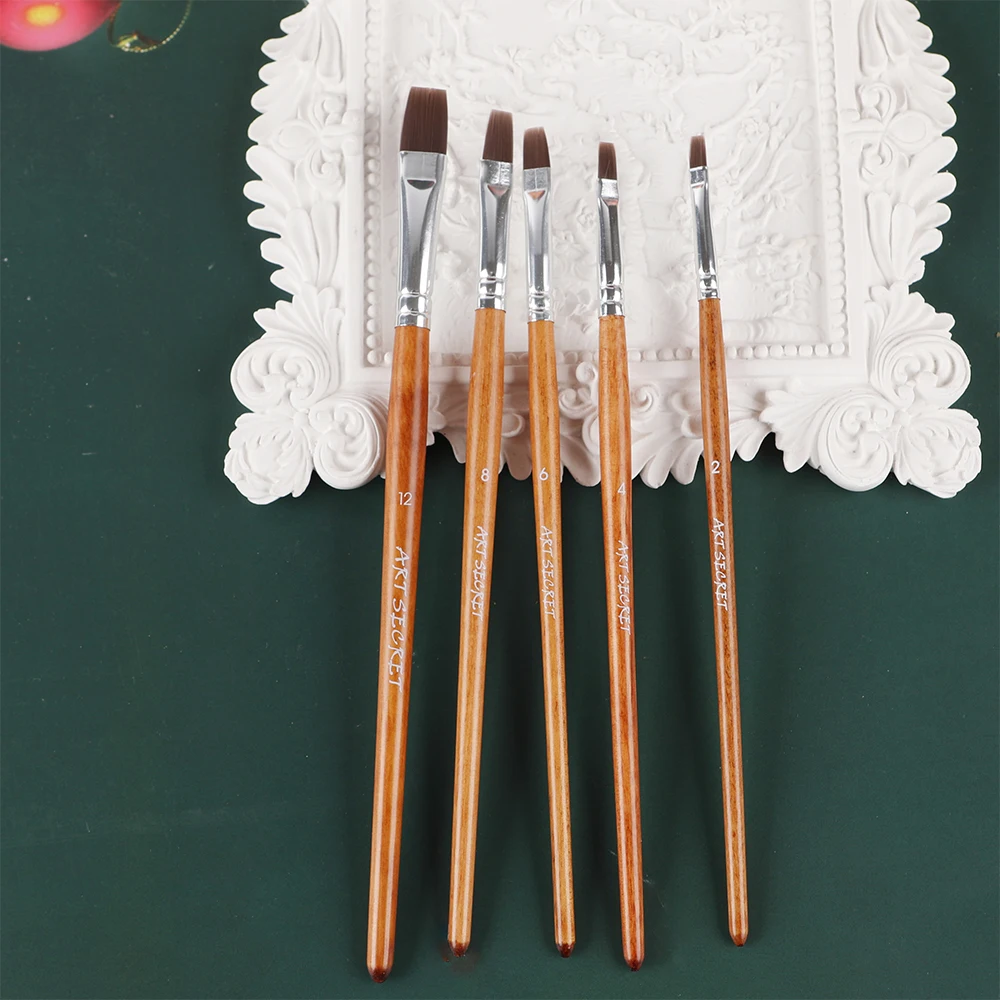 

Artsecret 5 PCS Nylon Hair Paint Brushes Set for Arylic Watercolor Oil Painting Flat Round Drawing Brushes Beginner Art Supplies