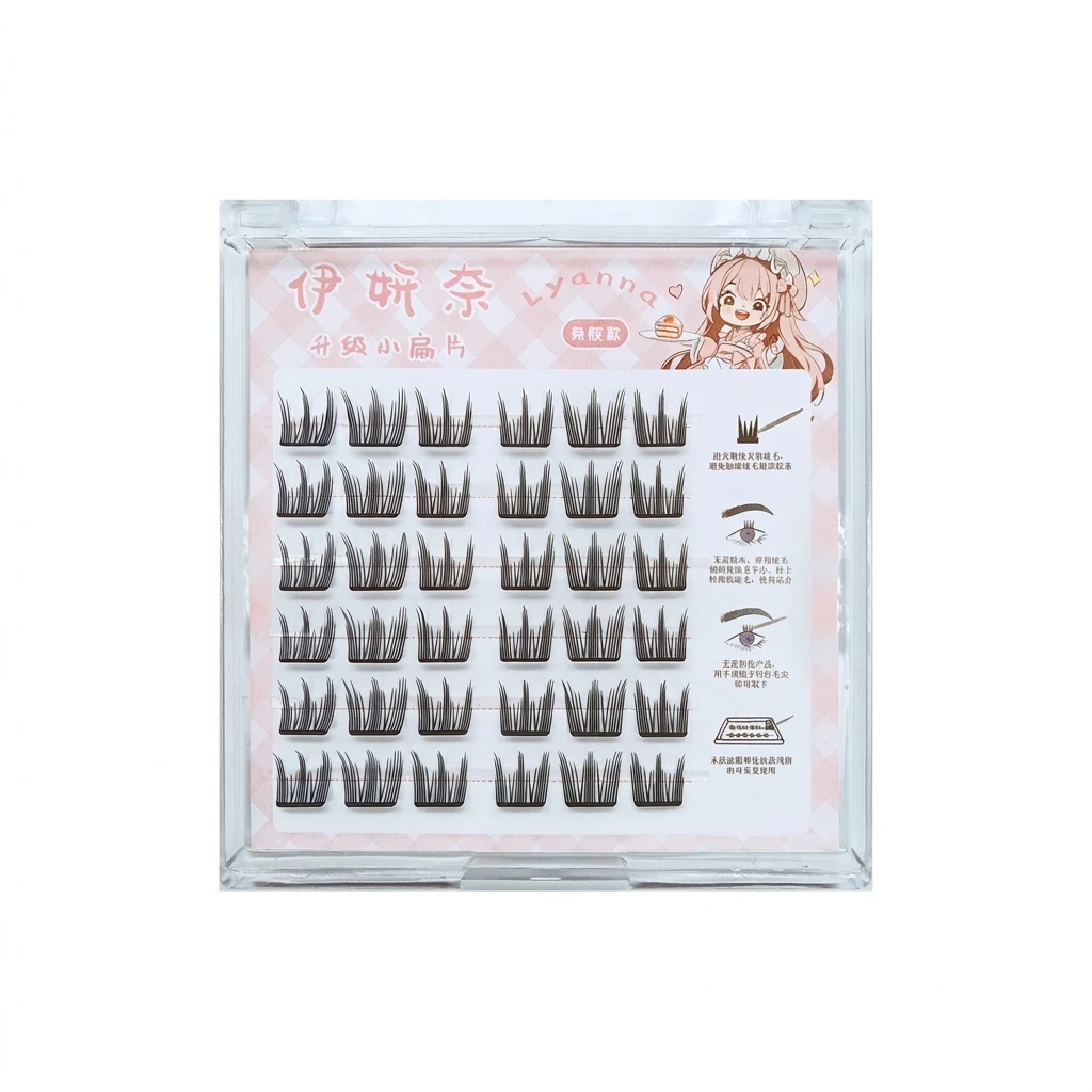 1 Box Cluster Lashes Synthetic Fiber Natural Look False Eyelashes for Daily Makeup C Curl Self Adhesive Glue Free Reusable