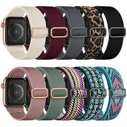 Elastic Band for Apple Watch Ultra 2 49mm Strap 44mm 40mm/41mm 45mm Nylon Adjustable Bracelet for iWatch Series 9 8 7 6 5 4 3 Se