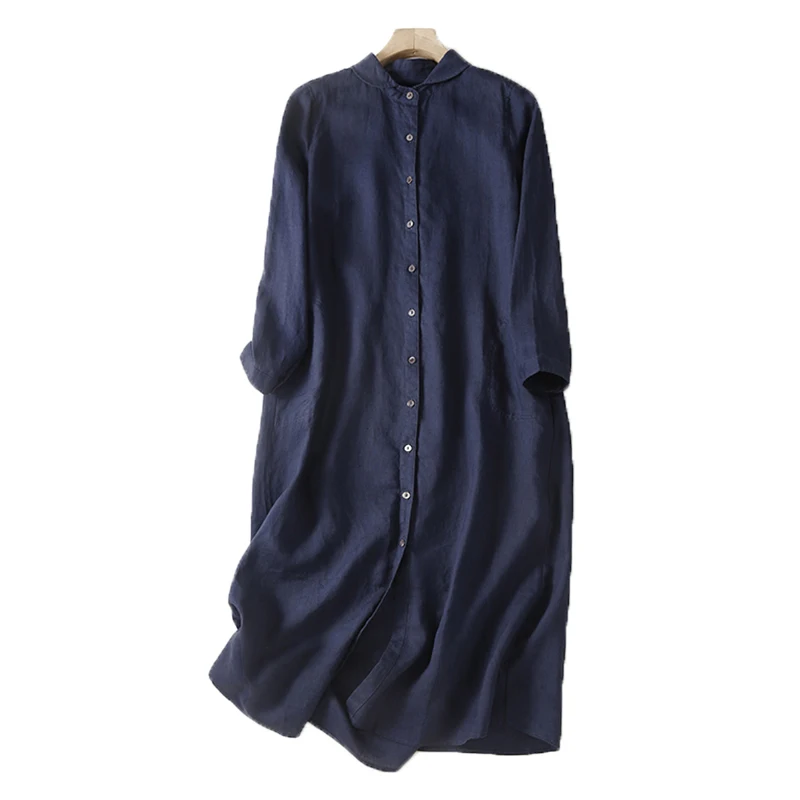 Oversized Women Clothing 2024 New Spring Summer Single-breasted Shirt Dresses Casual Loose Long Blouses Tops Vintage Streetwear