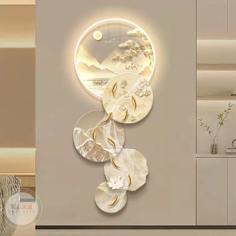 

Three-dimensional nine fish map entrance decorative painting light luxury high sense living room corridor corridor hanging paint