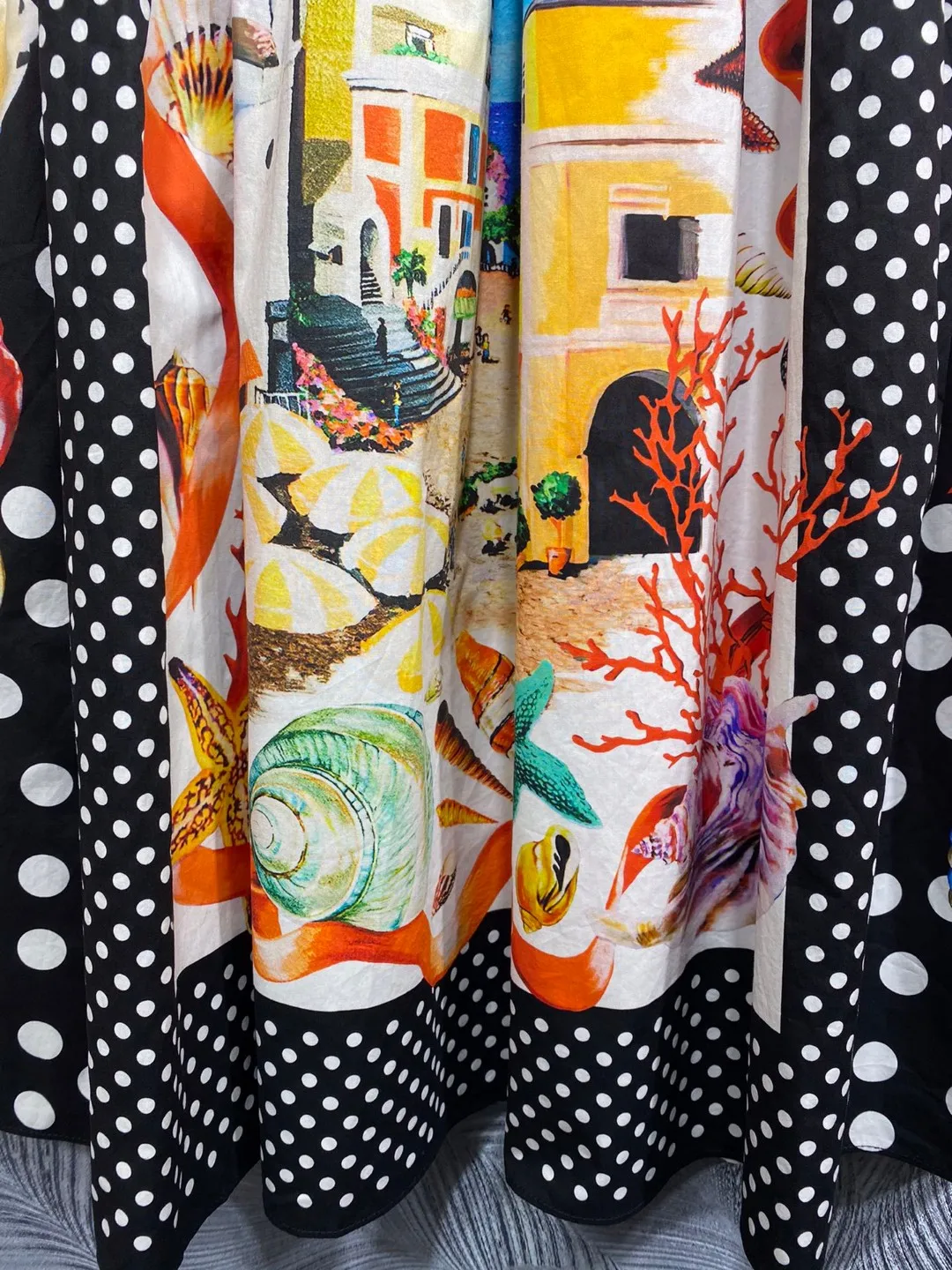 HIGH QAULITY Designer Luxury Summer Women Floral Polka Dot Printed 100% Cotton Long Maxi Skirt A Line High Waist 2024