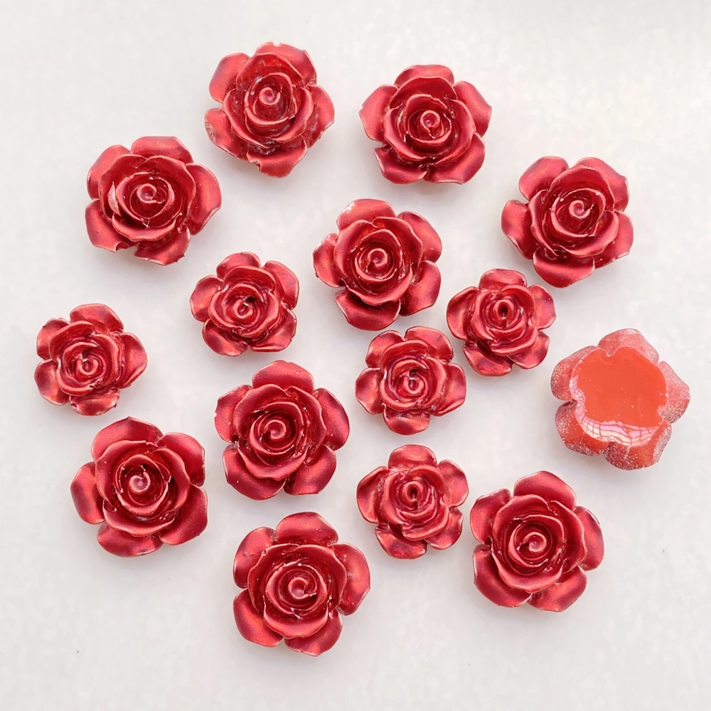 50 قطع لطيف الكرتون البسيطة الورود الحمراء مسمار الفن الراتنج مصمم سحر DIY الحرفية لمسمار 3D زينة المجوهرات #4