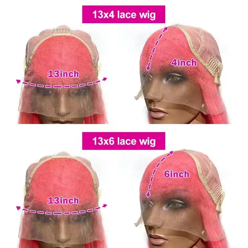 Osso reto 13x4 hd luz rosa perucas dianteiras do laço 100% cabelo humano para as mulheres brasileira 250 densidade peruca frontal do laço pré arrancado