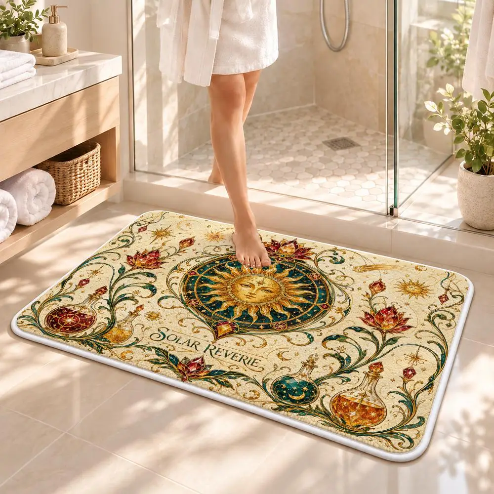 Celestial Alchemy Collection Floor Mat Flannel Rug Soft Non Slip Washable Door Mat for Bathroom Bedroom Kitchen Home Decor
