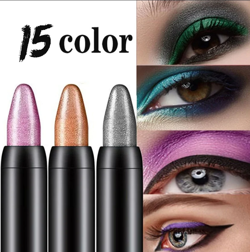Lápiz de sombra de ojos con brillo nacarado, resistente al agua, mate, crema, Nude, pigmento de maquillaje, gusano de seda, delineador