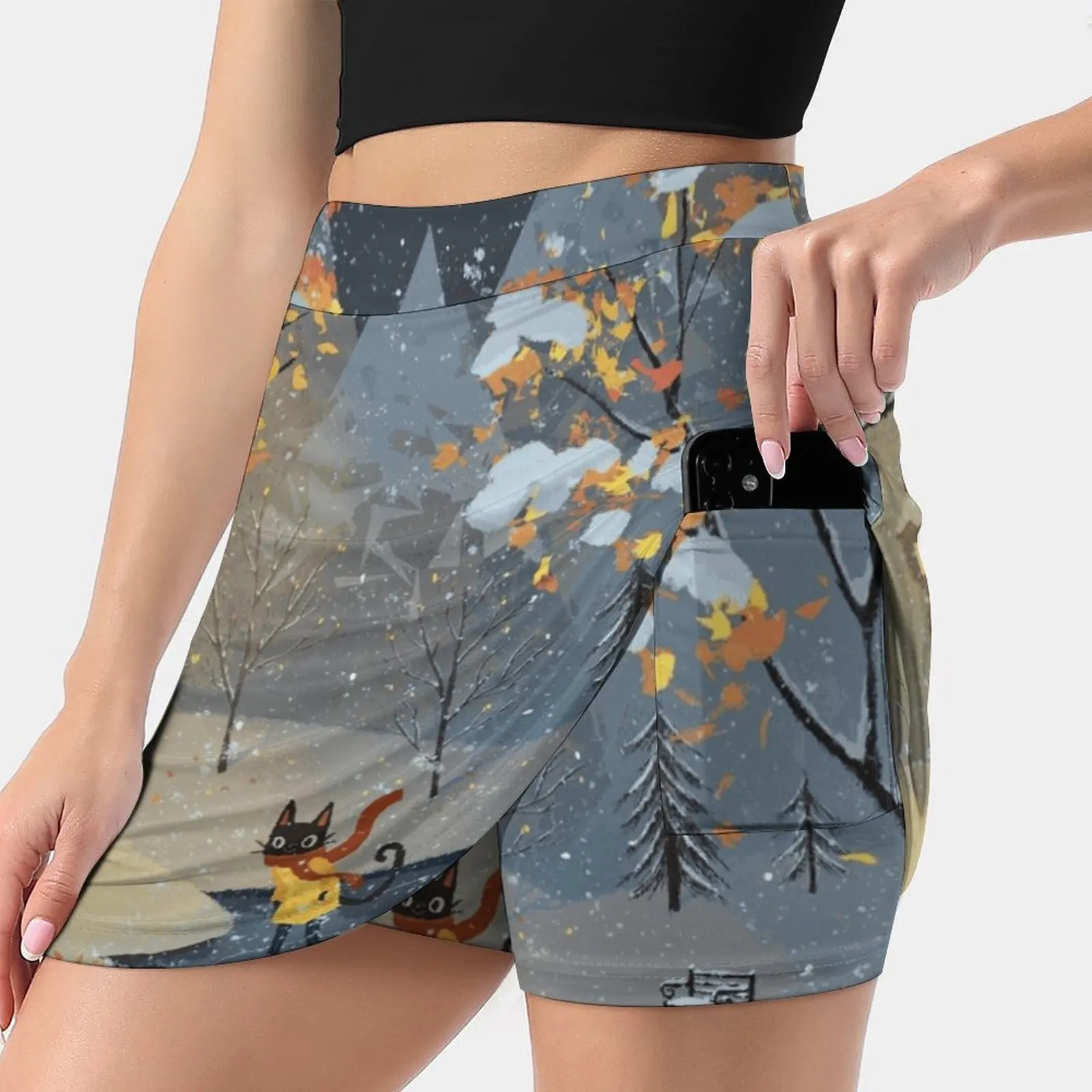 

Ice Skating Cat Women's skirt With Pocket Vintage Skirt Printing A Line Skirts Summer Clothes Cat Cats Kitty Kitties Kitten